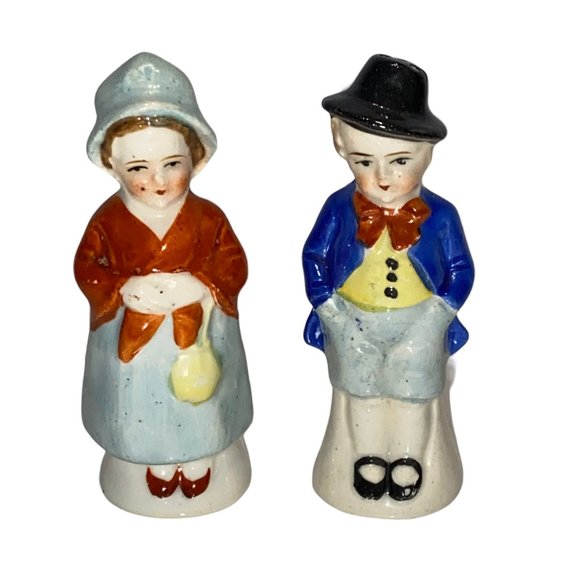 Vintage Occupied Japan Old Couple Salt and Pepper Shakers Cork Stopper *read* - Picture 2 of 7
